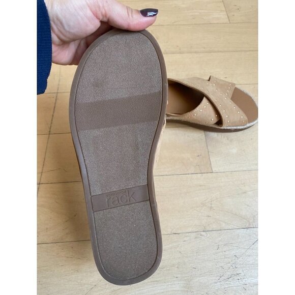 Nordstrom Rack "Phoebe" BNWOT espadrille slide sandal size 6.5 NEW tan studded - Picture 6 of 8